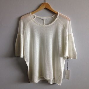 Duffy White Linen Sheer Knit Top